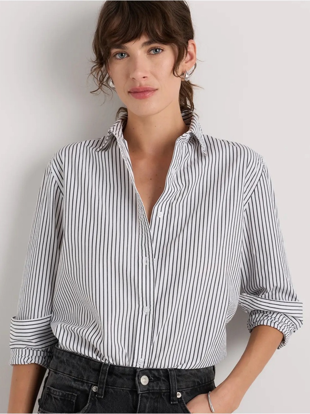 Quince Stripe Button-Up Shirt NEW